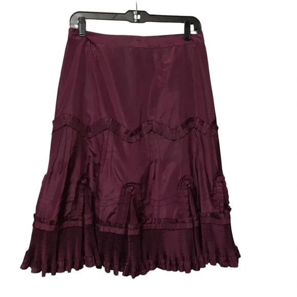 Banana Republic Skirt Silk Blend Lined Cranberry Flowy Hem Skirt size 4 - Picture 3 of 6